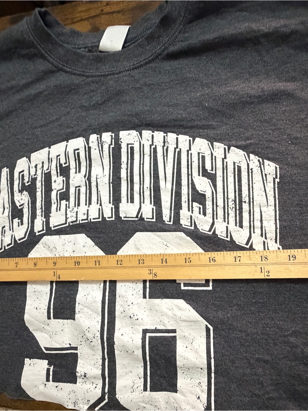 Sweet Claire Charcoal Cropped 'Eastern Division 96' Long-Sleeve Sweater Sz S/M - Picture 10 of 11